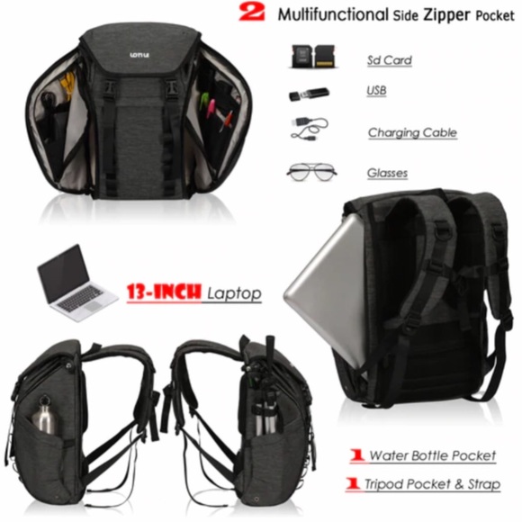 NWT Lotile Camera Backpack with Raincover - Picture 2 of 12